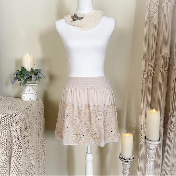 Ramy Brook Dresses & Skirts - NWT Ramy Brook Maelen Skirt Embroidered and Embellished Mini Cream / Beige S…